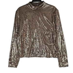Cara Santana Nine West Gold Sequin Top XXL